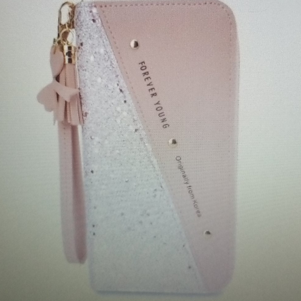 Pink Tassel Charm Contrast Glitter Purse